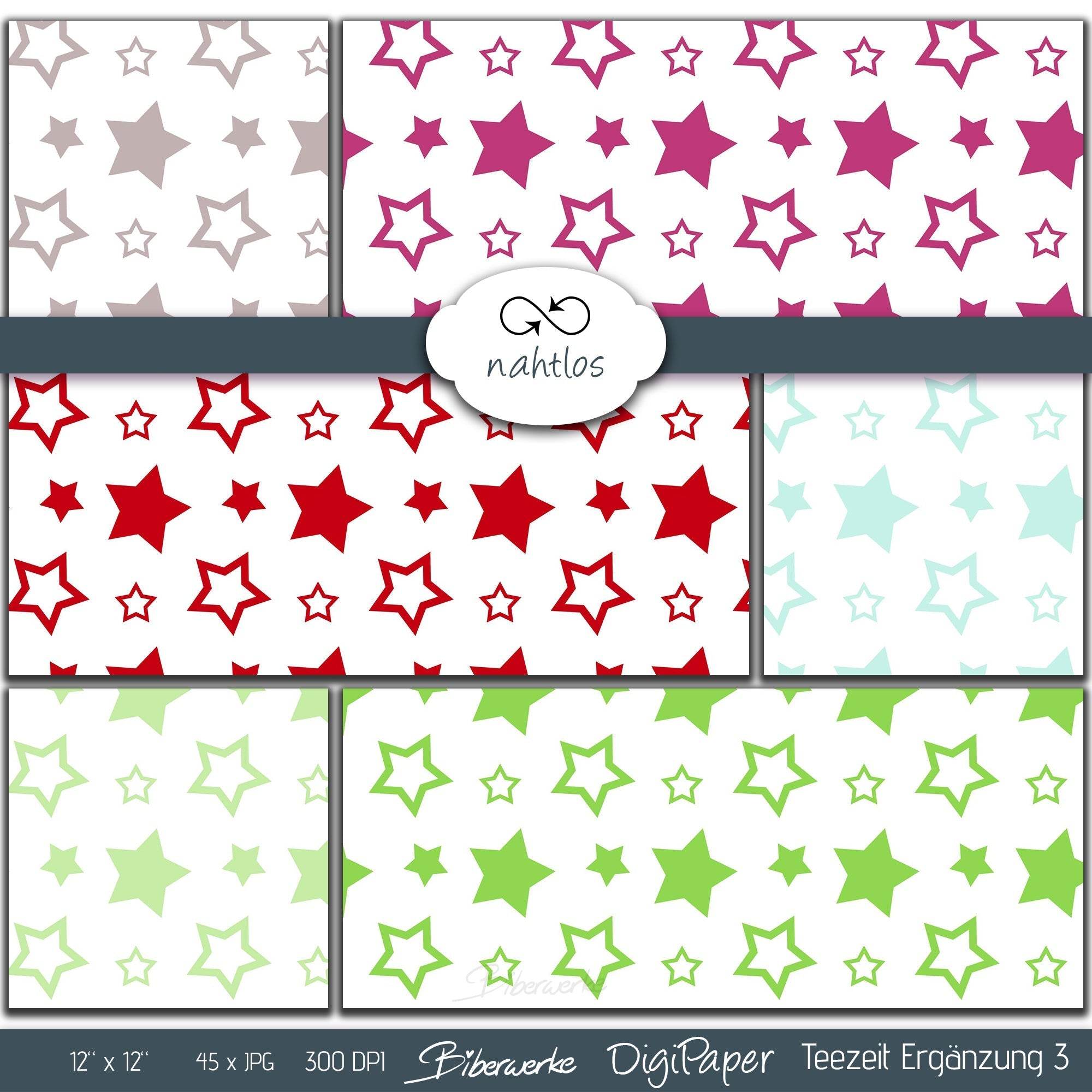 DigiPaper | Teezeit Erweiterung 3 | 45 teiliges Set zum Drucken & Sublimieren - Sewando