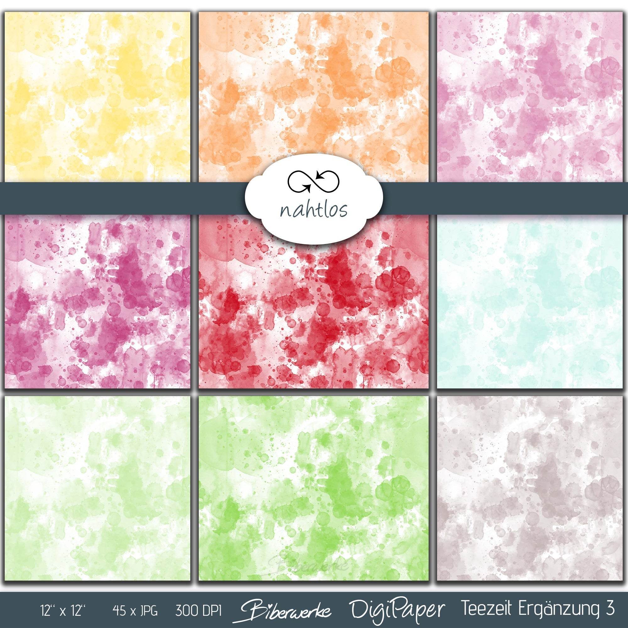 DigiPaper | Teezeit Erweiterung 3 | 45 teiliges Set zum Drucken & Sublimieren - Sewando