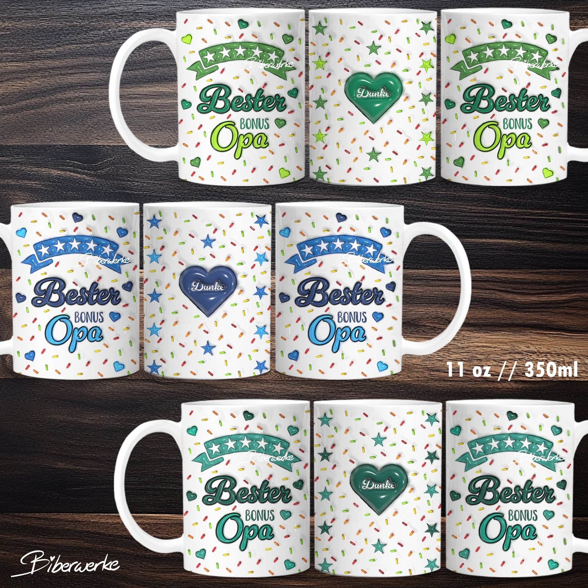 Tassenbanderole Bester Bonus Opa | Sublimation | Tassenvorlage für 350ml 11oz Tasse - Sewando