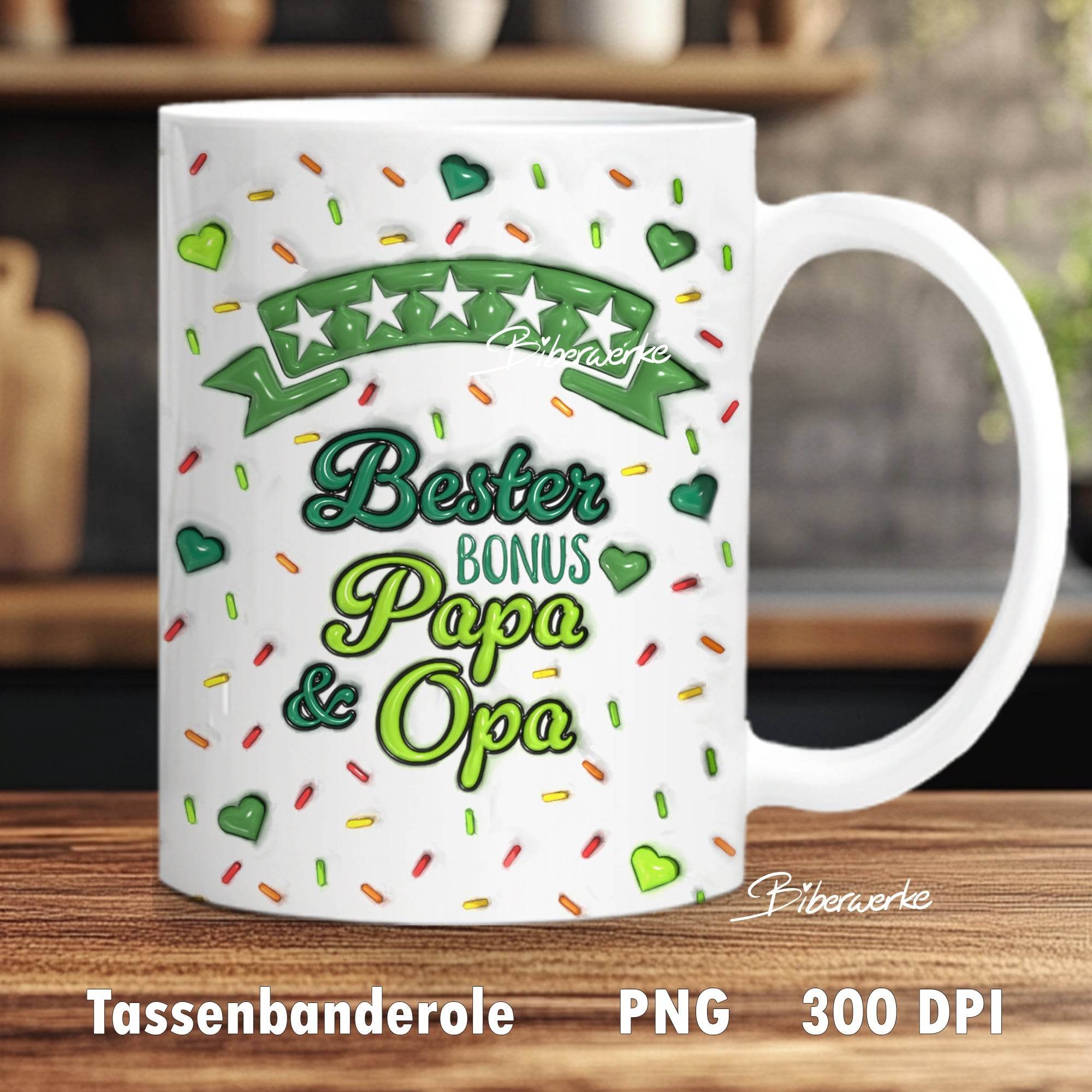 Tassenbanderole Bester Bonus Papa & Opa | Sublimation | Tassenvorlage für 350ml 11oz Tasse - Sewando