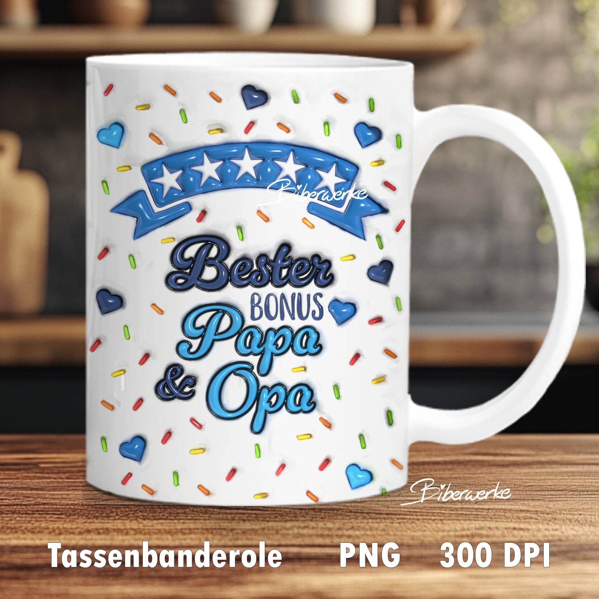 Tassenbanderole Bester Bonus Papa & Opa | Sublimation | Tassenvorlage für 350ml 11oz Tasse - Sewando