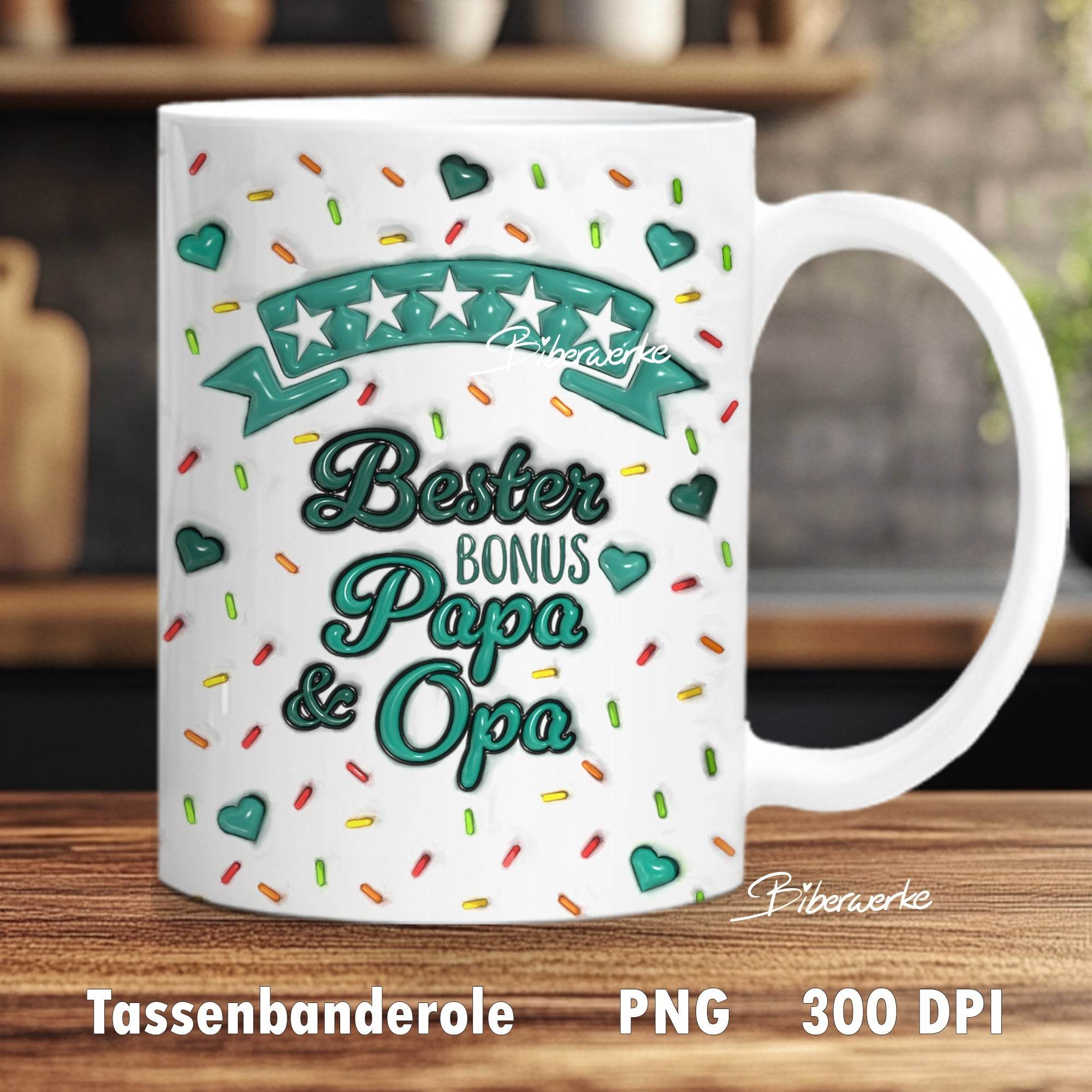 Tassenbanderole Bester Bonus Papa & Opa | Sublimation | Tassenvorlage für 350ml 11oz Tasse - Sewando