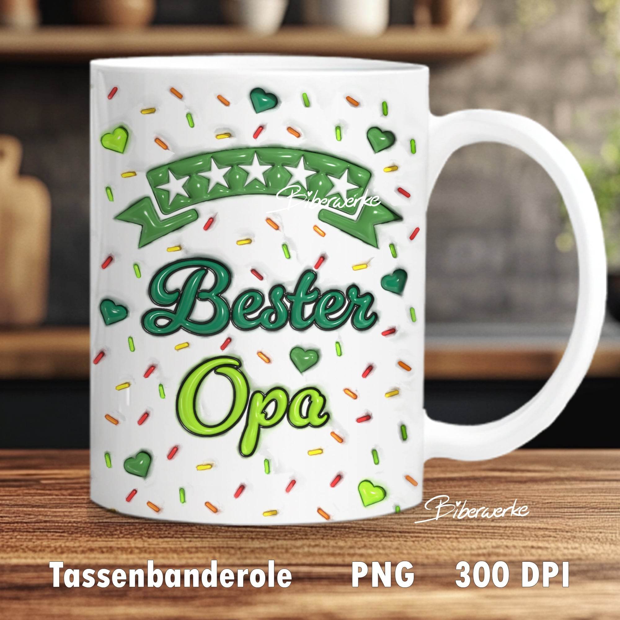 Tassenbanderole Bester Opa | Sublimation | Tassenvorlage für 350ml 11oz Tasse - Sewando
