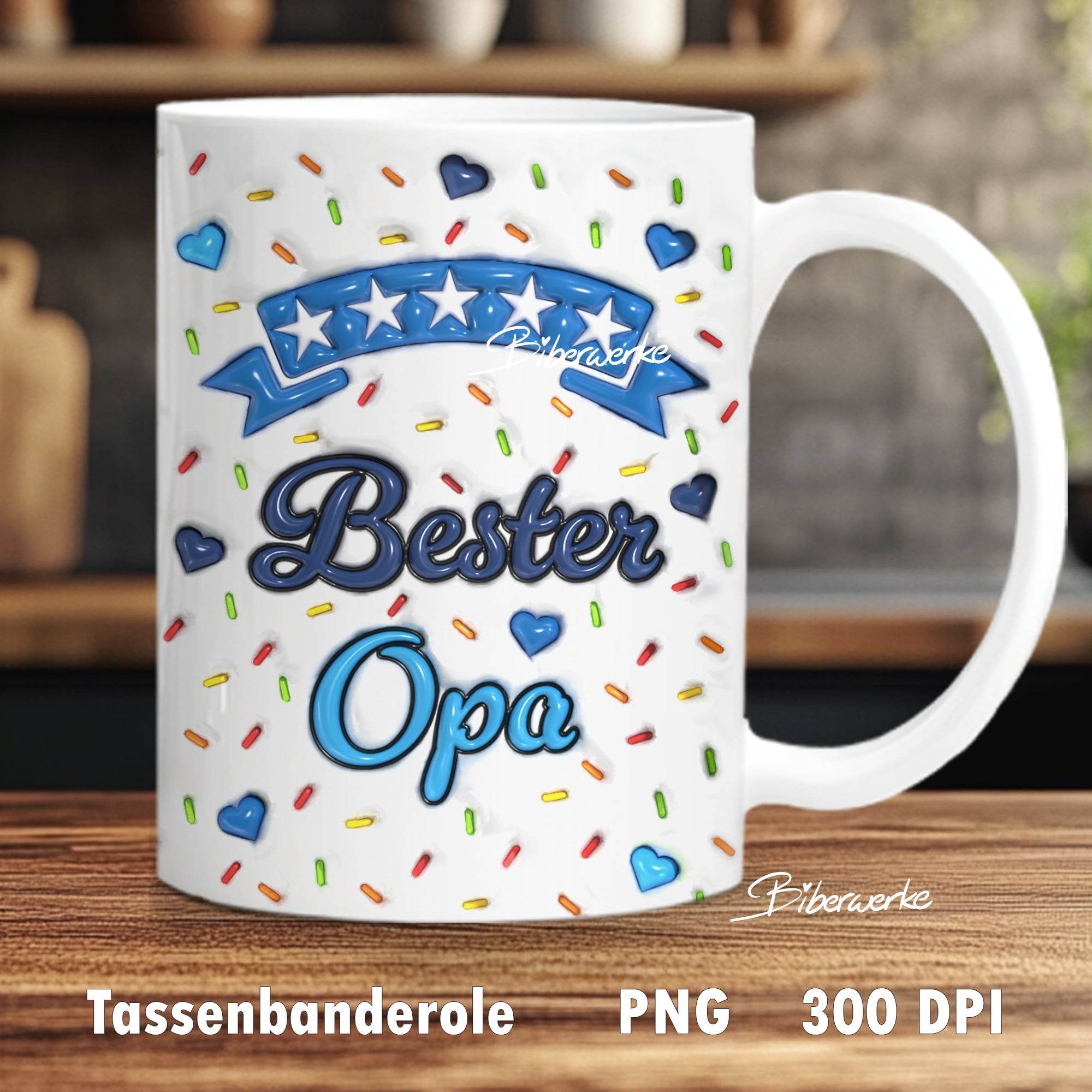 Tassenbanderole Bester Opa | Sublimation | Tassenvorlage für 350ml 11oz Tasse - Sewando