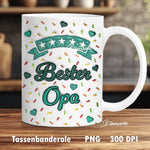 Tassenbanderole Bester Opa | Sublimation | Tassenvorlage für 350ml 11oz Tasse - Sewando