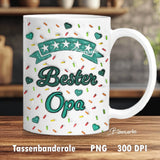 Tassenbanderole Bester Opa | Sublimation | Tassenvorlage für 350ml 11oz Tasse - Sewando