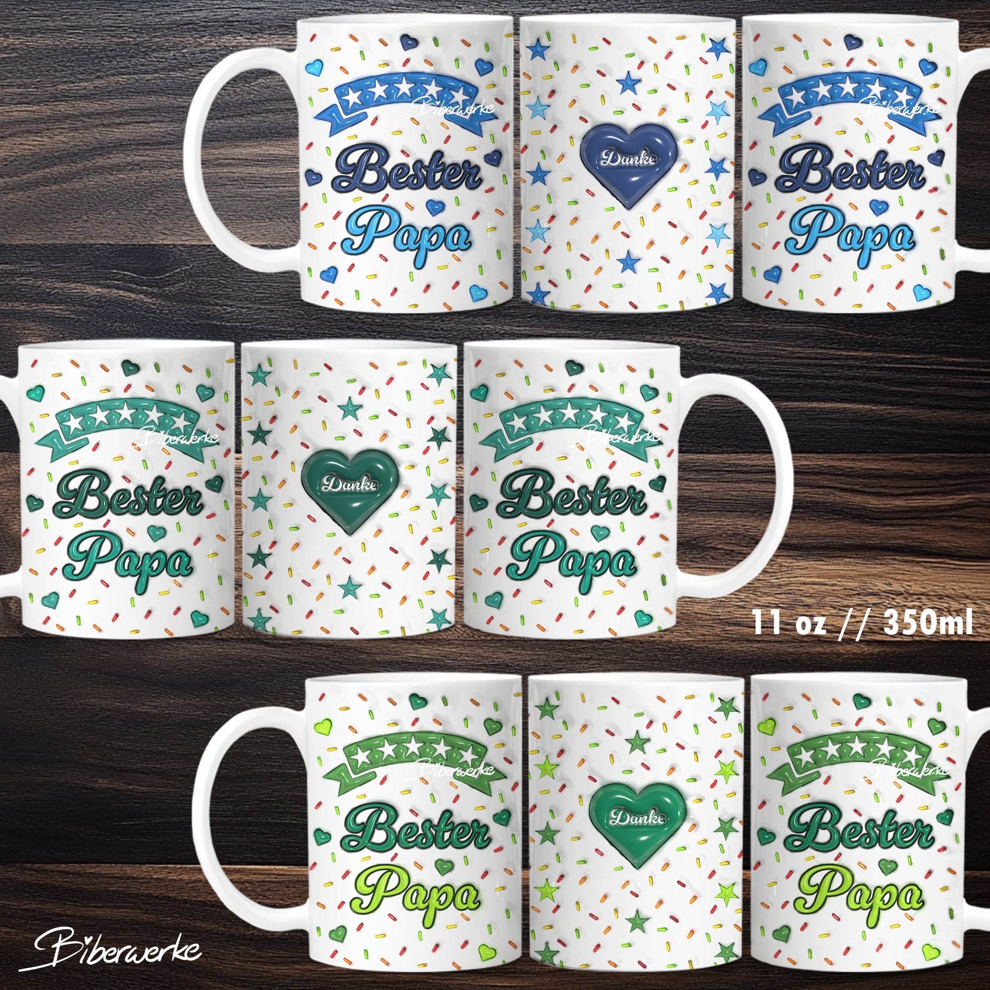 Tassenbanderole Bester Papa | Sublimation | Tassenvorlage für 350ml 11oz Tasse - Sewando