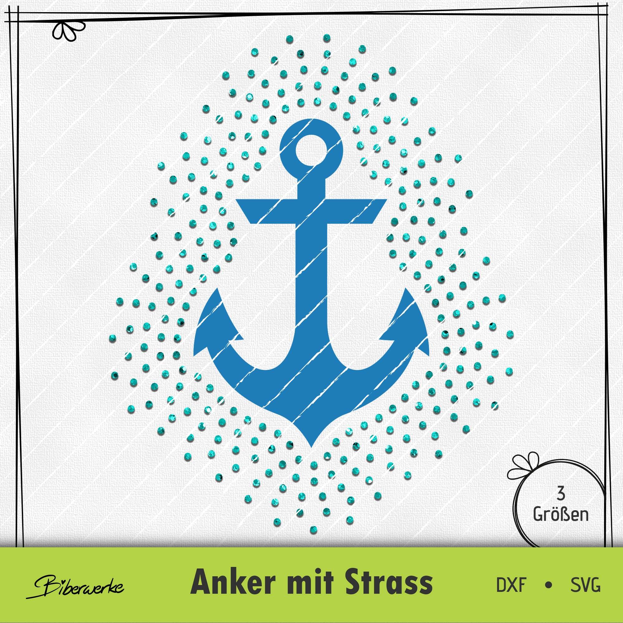 Plotterdatei Anker mit Strass - Sewando