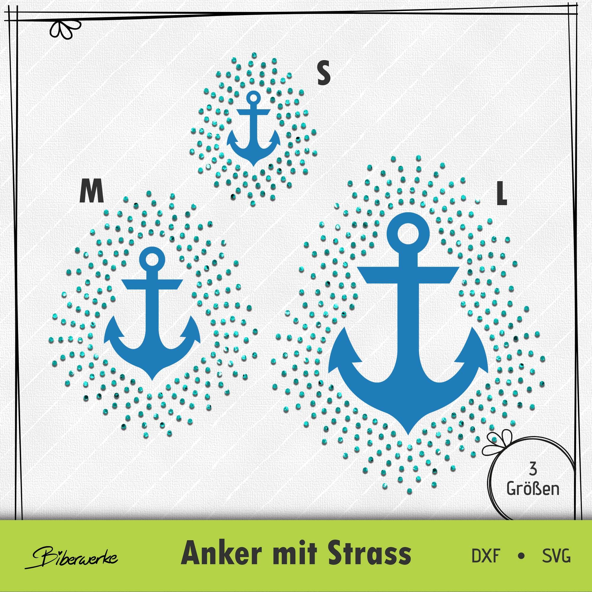 Plotterdatei Anker mit Strass - Sewando