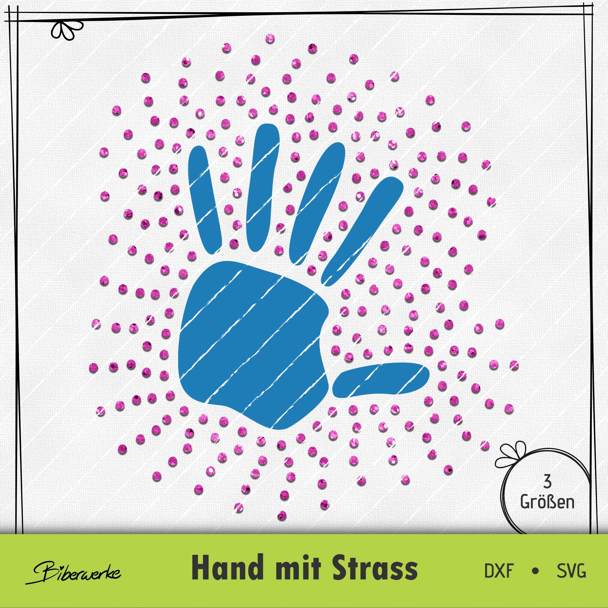 Plotterdatei Hand mit Strass Strassschablone - Sewando
