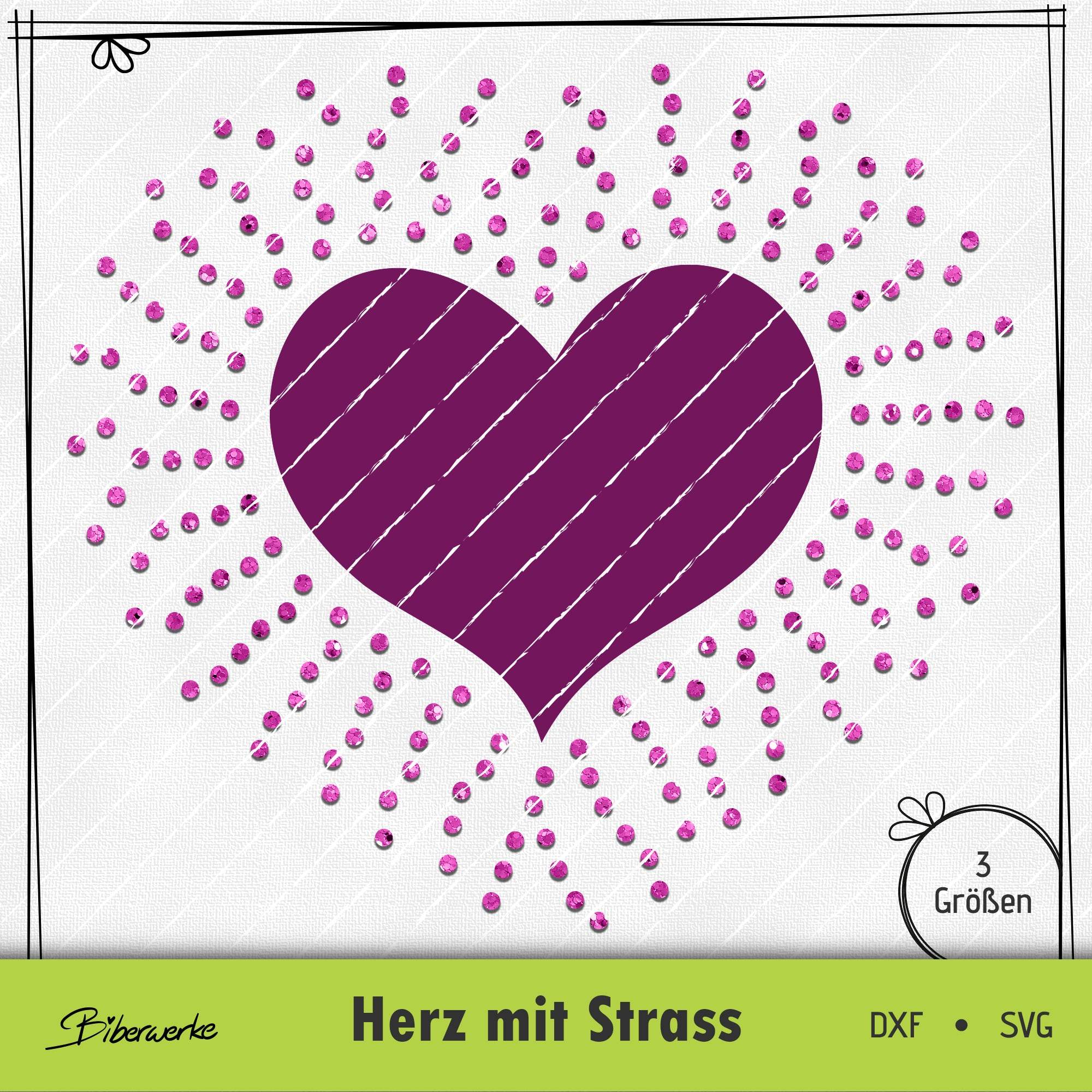 Plotterdatei Herz mit Strass - Sewando