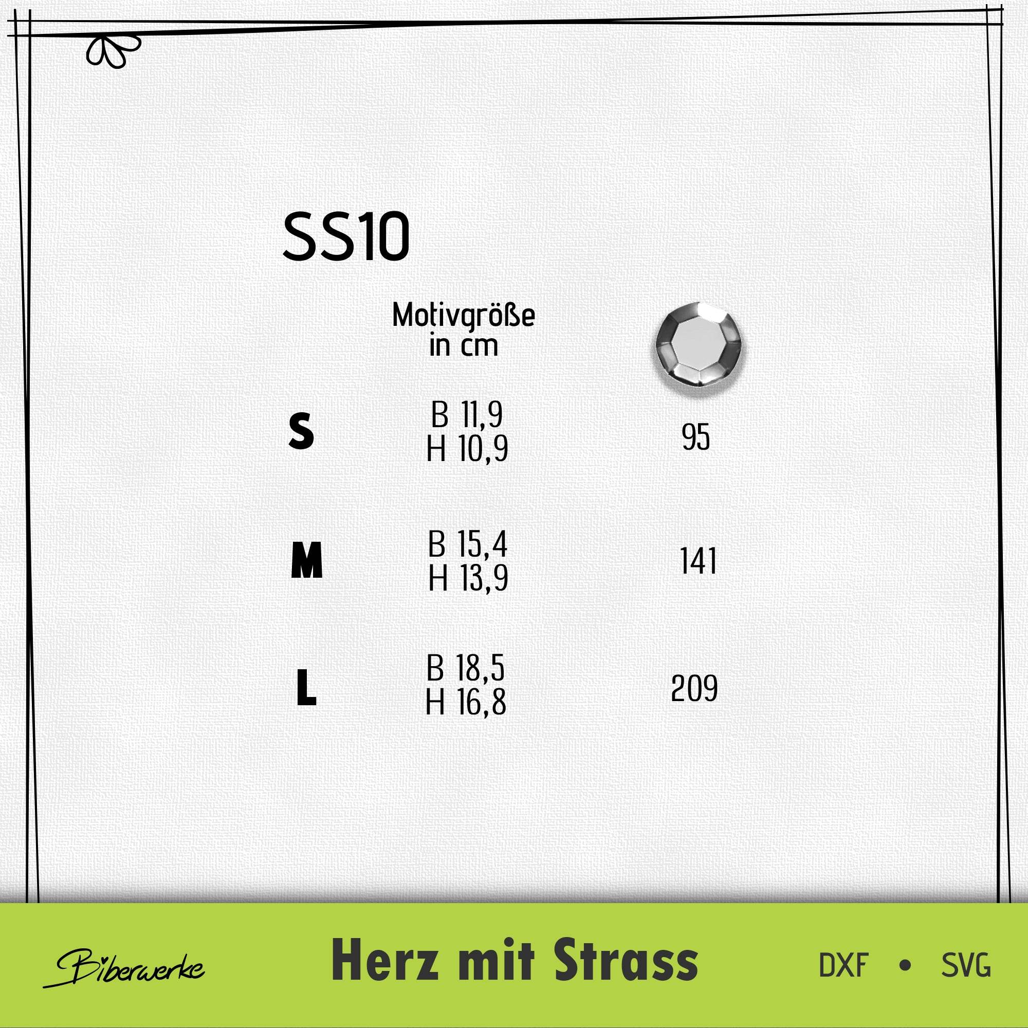 Plotterdatei Herz mit Strass - Sewando