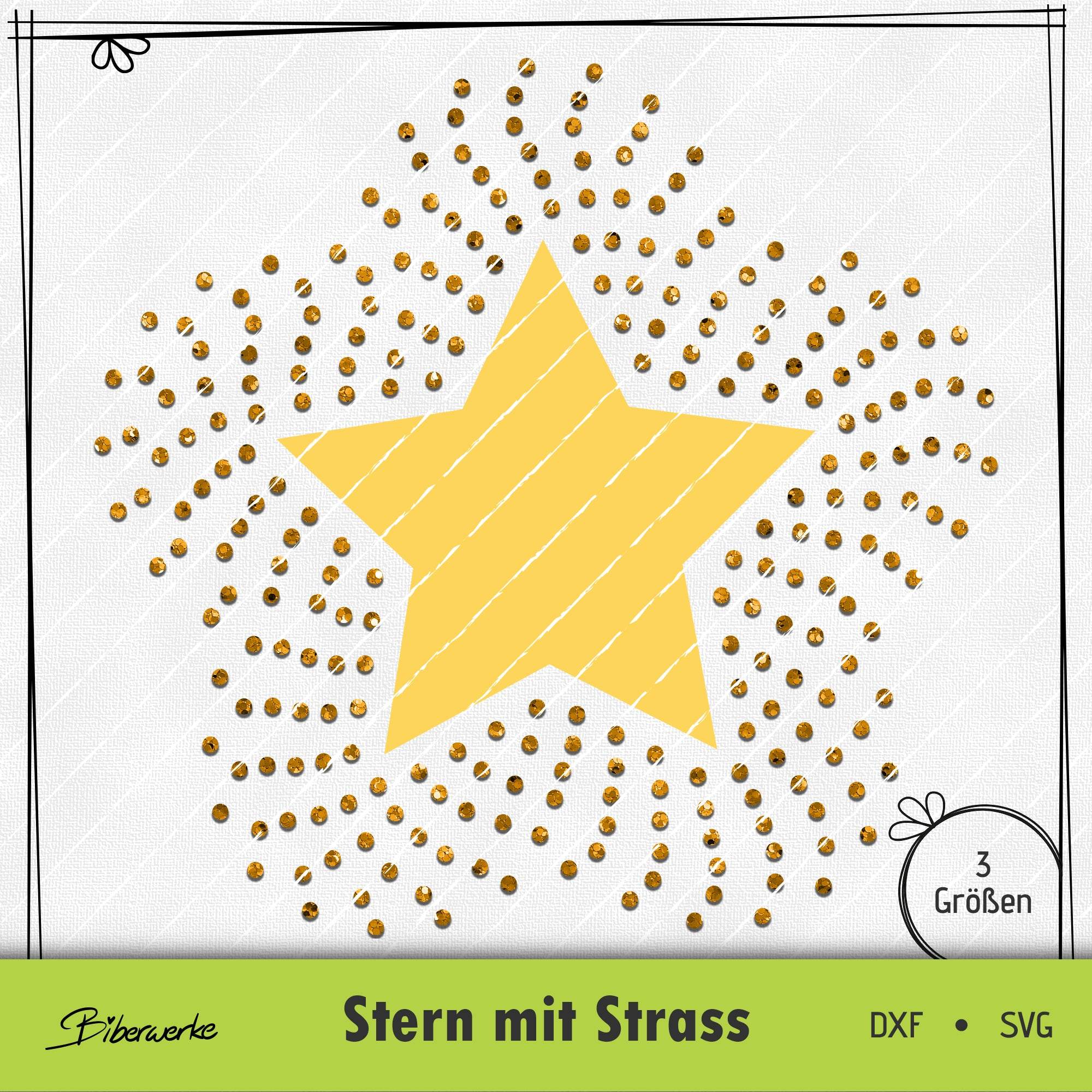 Plotterdatei Stern mit Strass - Sewando