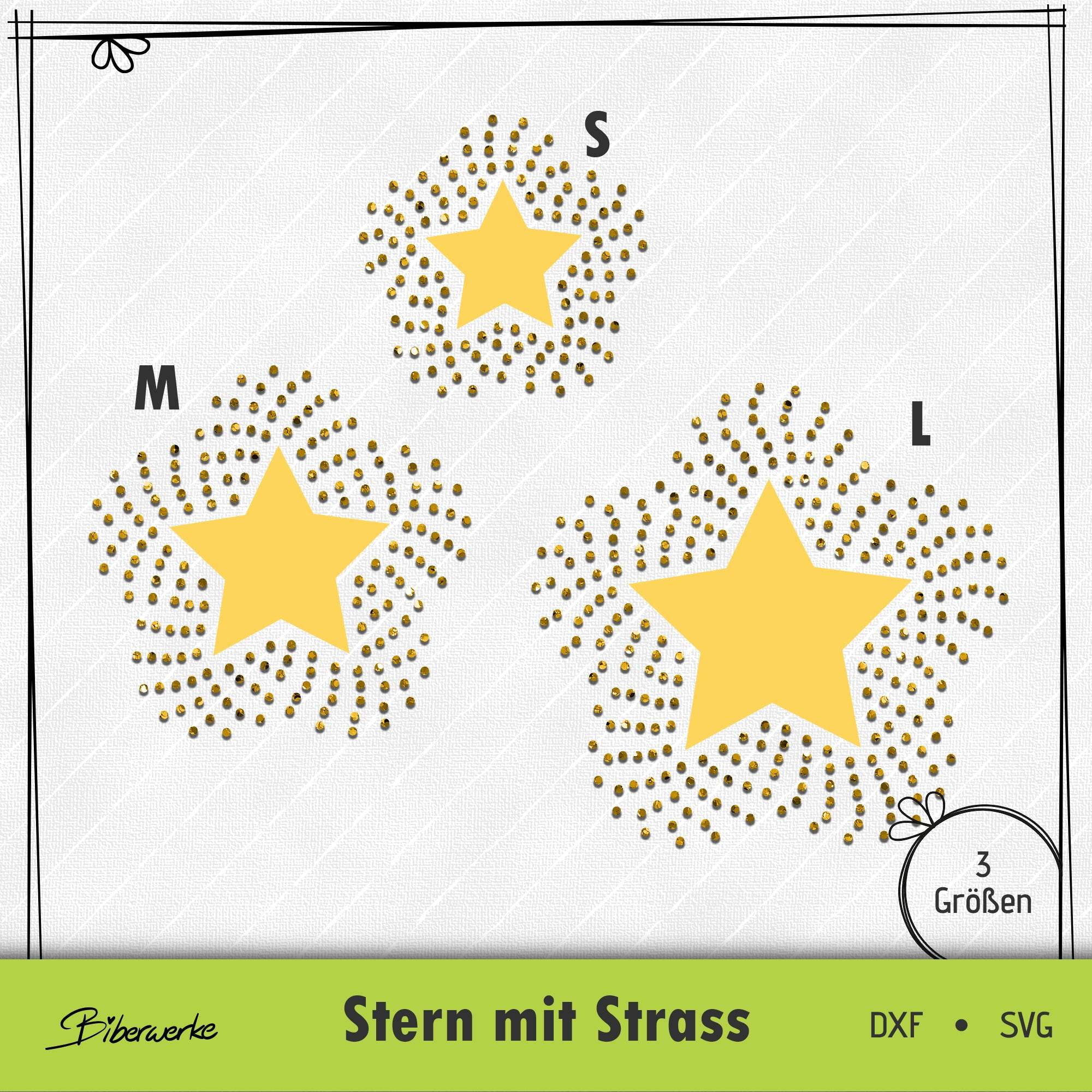 Plotterdatei Stern mit Strass - Sewando