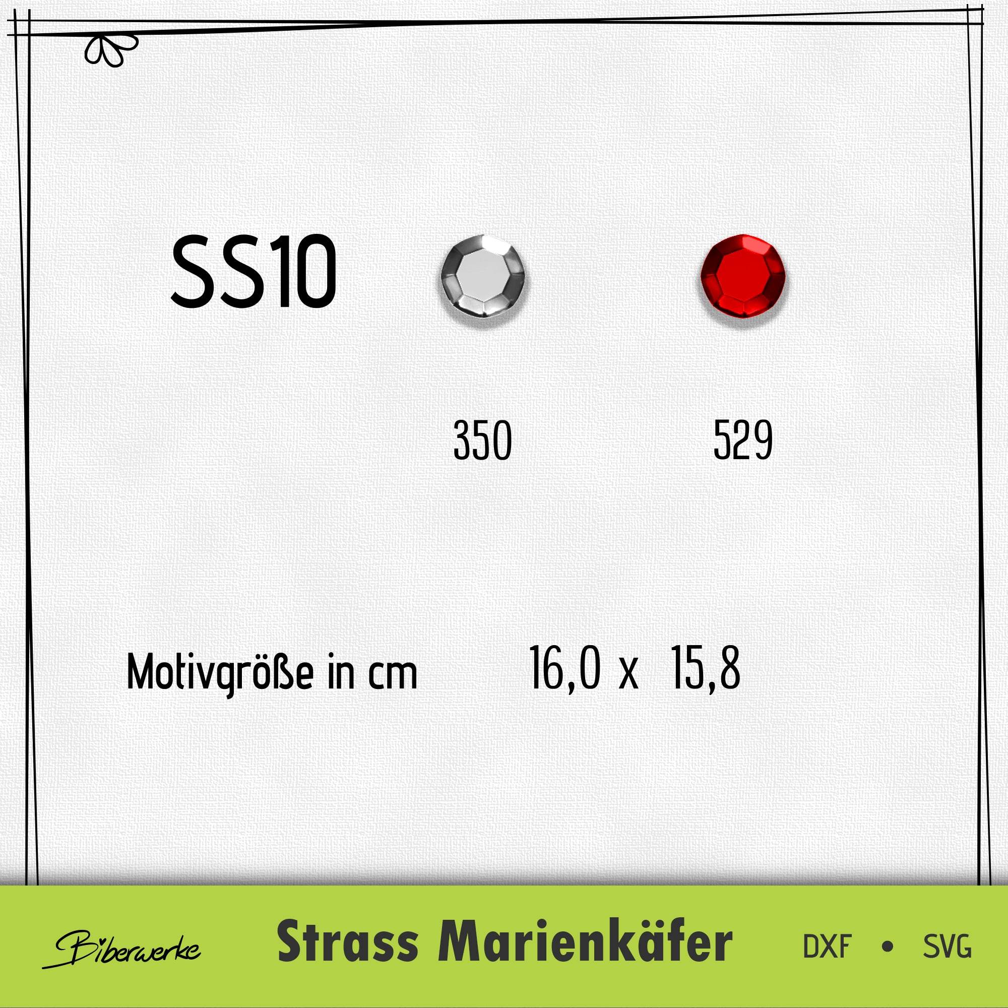 Plotterdatei Strass Marienkäfer Strassschablone - Sewando