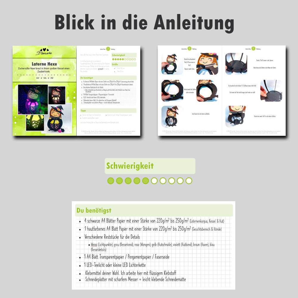 Plotterdatei | Laterne Hexe | Niedliche Halloween Deko zum Basteln - Sewando