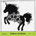 Plotterdatei Einhorn mit Blume - Sewando