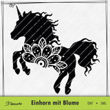 Plotterdatei Einhorn mit Blume - Sewando
