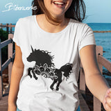 Plotterdatei Einhorn mit Blume - Sewando