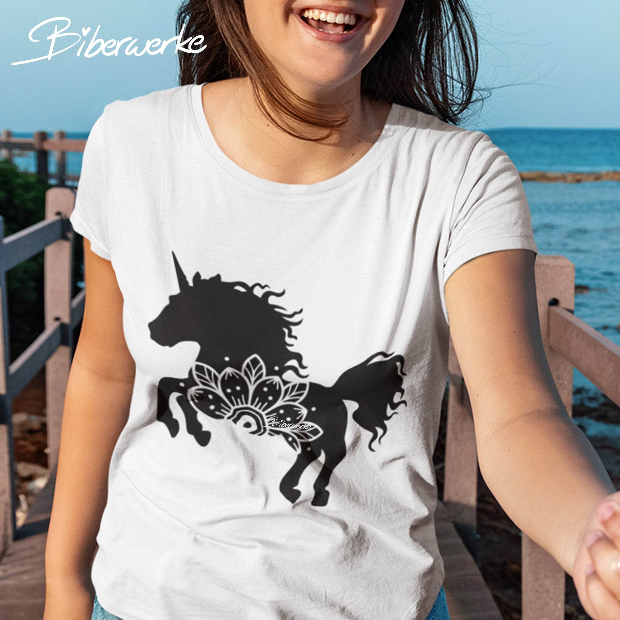 Plotterdatei Einhorn mit Blume - Sewando