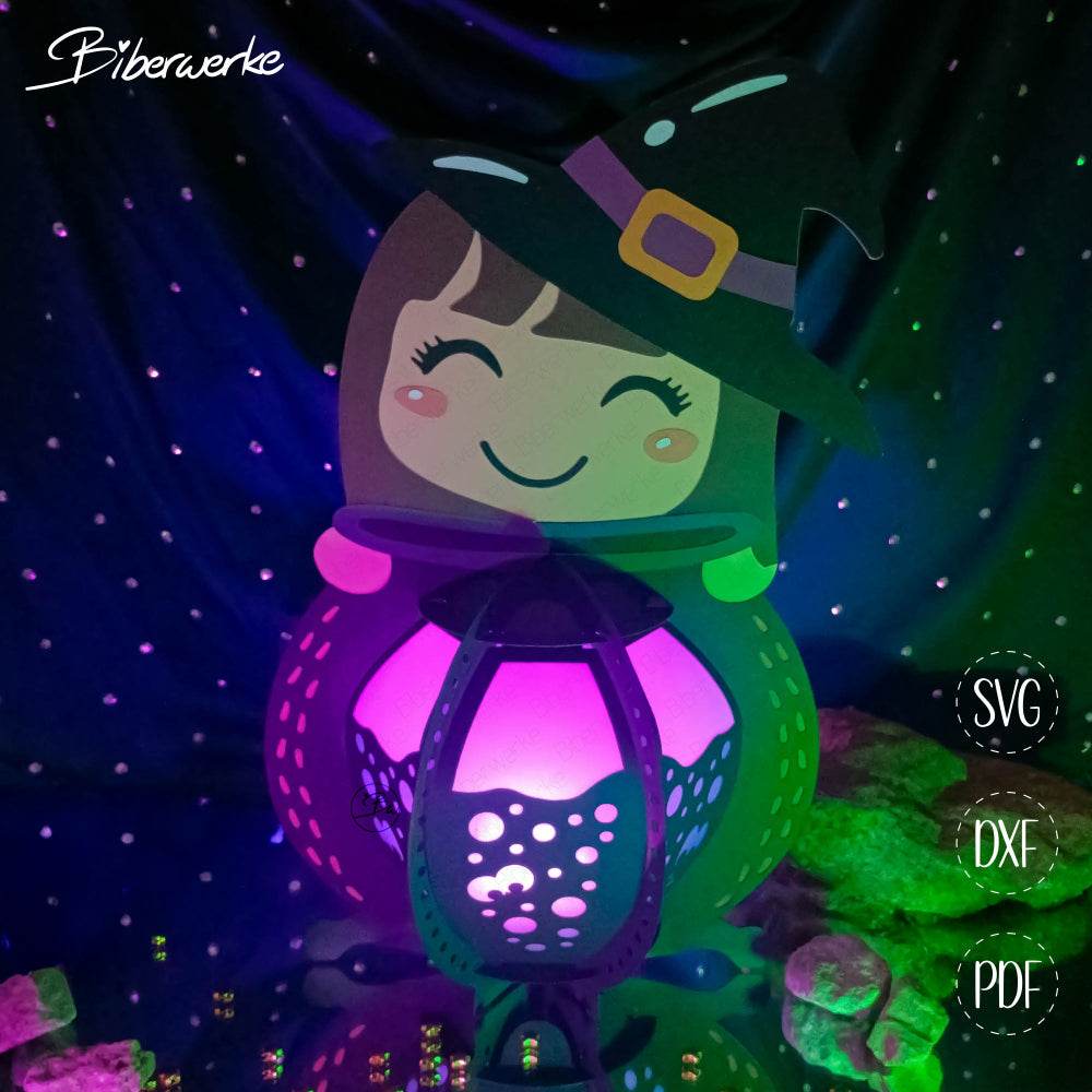 Plotterdatei | Laterne Hexe | Niedliche Halloween Deko zum Basteln - Sewando