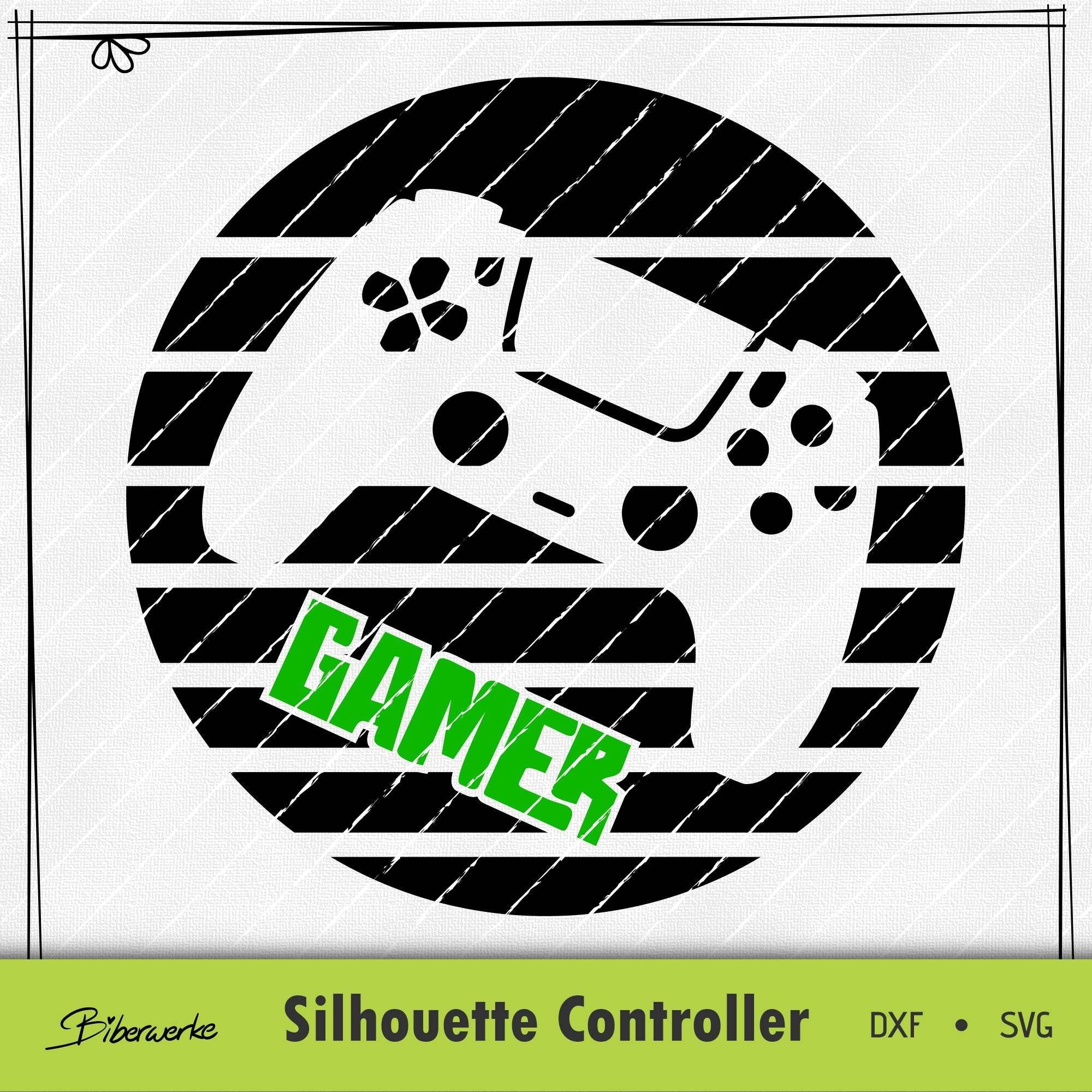Plotterdatei Silhouette Controller mit Schriftzug Gamer - Sewando