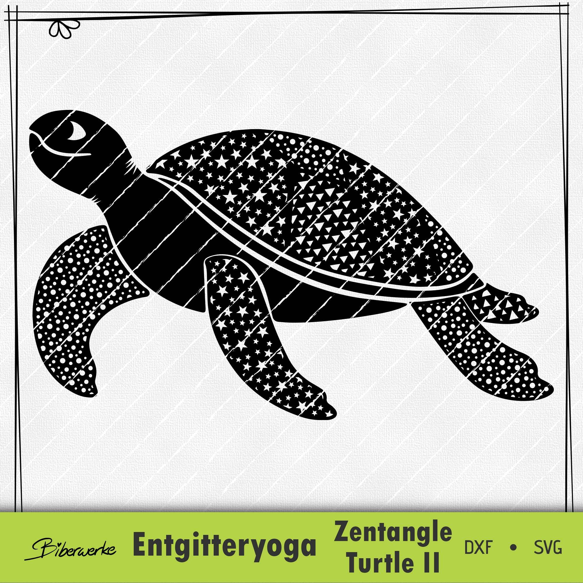 Plotterdatei Entgitteryoga Zentangle Turtle II - Sewando