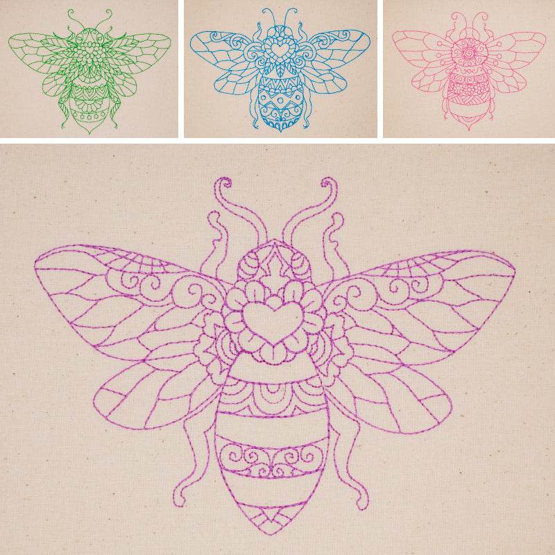 Stickdatei Set 4 Bienen sommerliche Linart Stickerei - Sewando