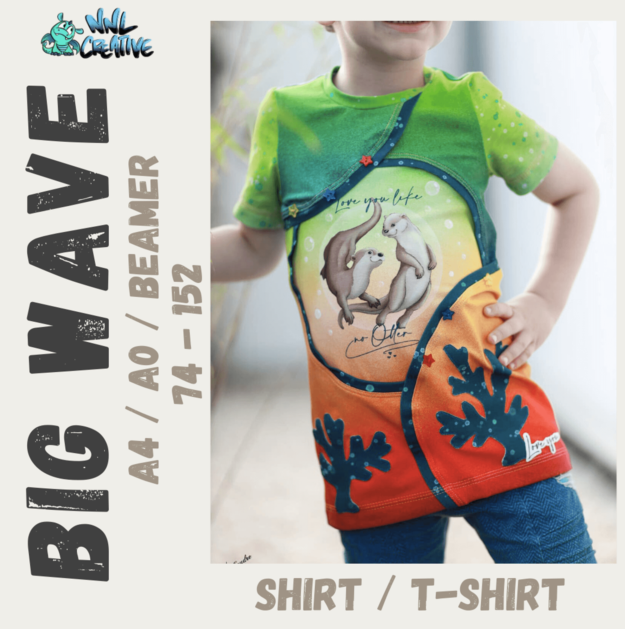 Schnittmuster *Big Wave Shirt* #T-Shirt Gr. 74-152 - Sewando