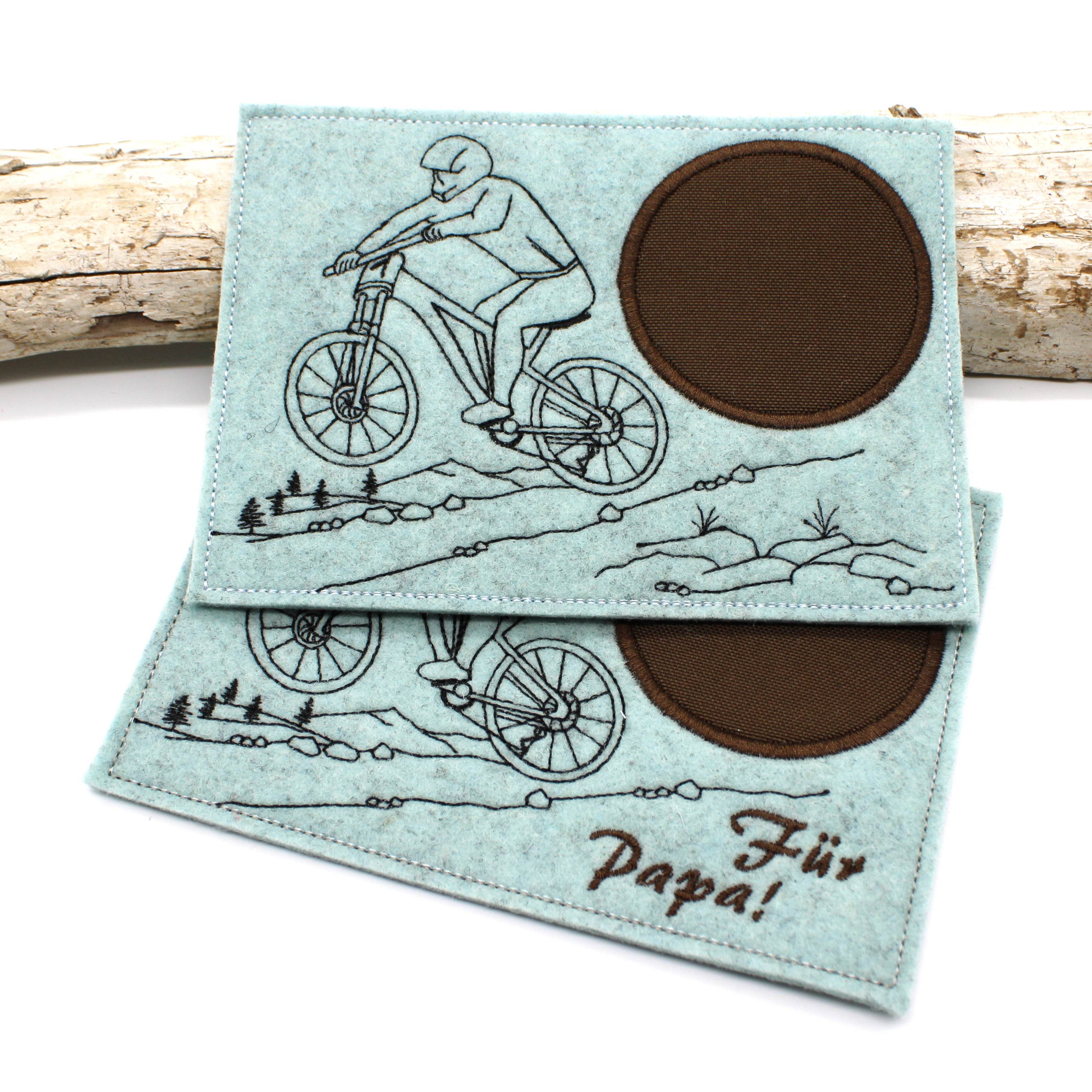 Stickdatei Mugrug Untersetzer Biker Fahrrad Mountainbike 13x18cm - Sewando