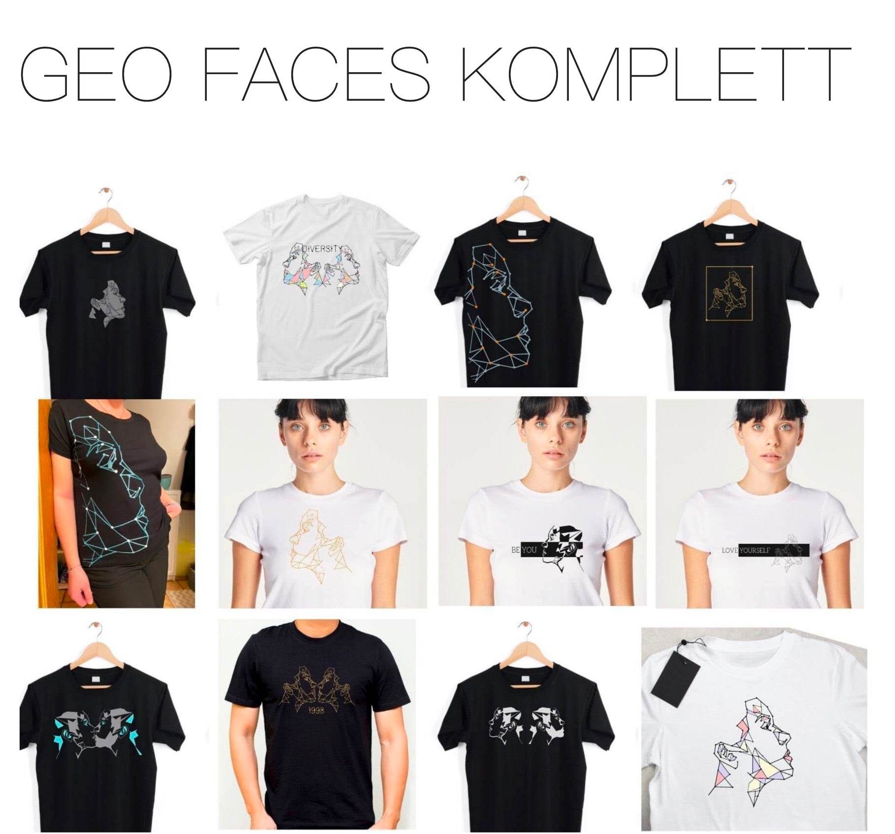 GEO FACES Multi Komplett Set mit allen 6 Versionen, Plotter und Laser-Datei als SVG und DXF - Sewando