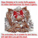 Stickdatei Yorkshire Terrier "Birdie" - realistisch - FÜR DUNKLE STOFFE