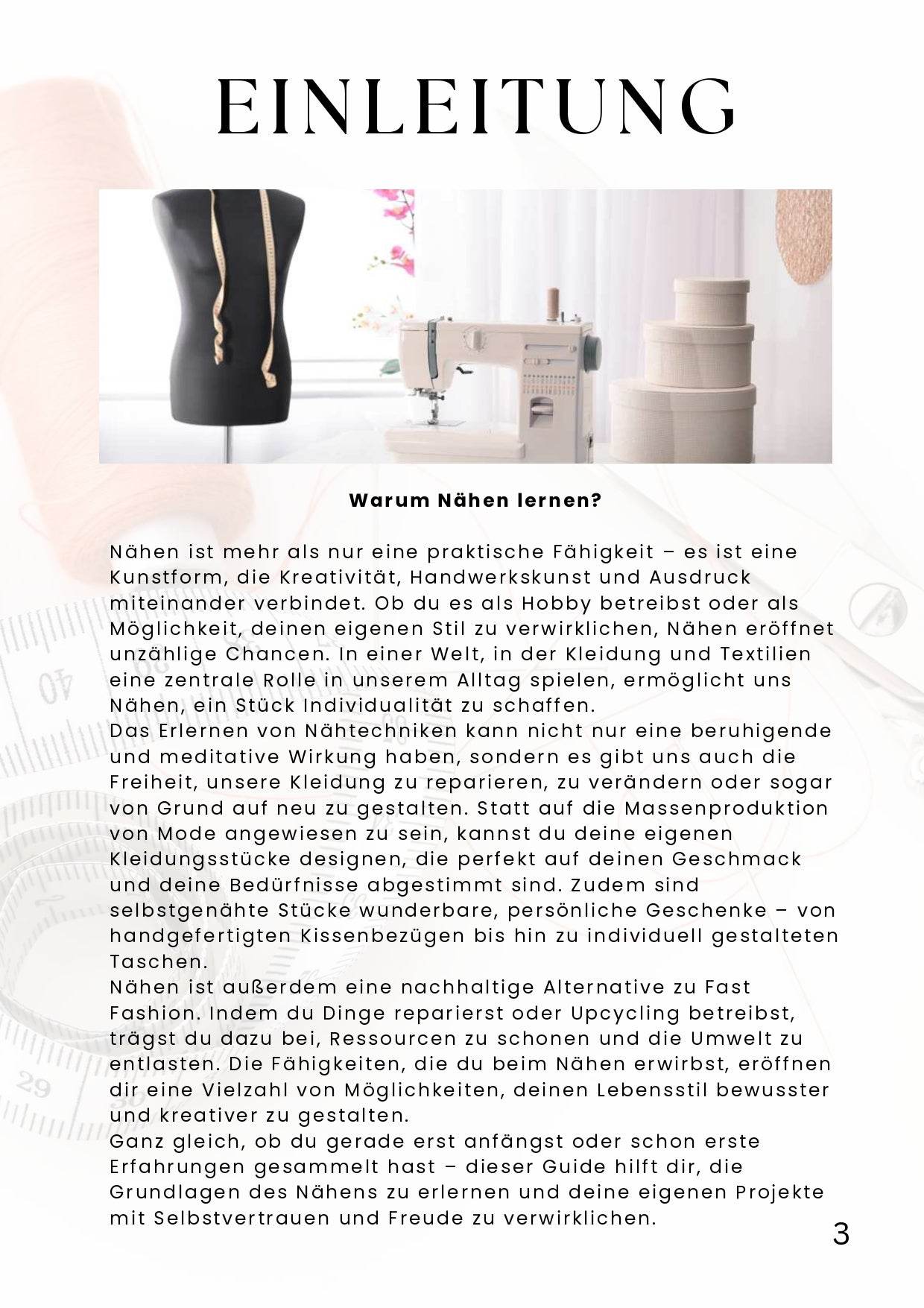 PDF- NÄHGUIDE 6 Nähtechniken für Anfänger + Bonus : - Sewando