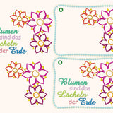 4x Stickdatei "Blume Lisa" ITH mit Spruch