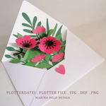 Plotterdatei Blumenpost Pop-Up Karte basteln - Sewando