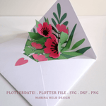 Plotterdatei Blumenpost Pop-Up Karte basteln - Sewando