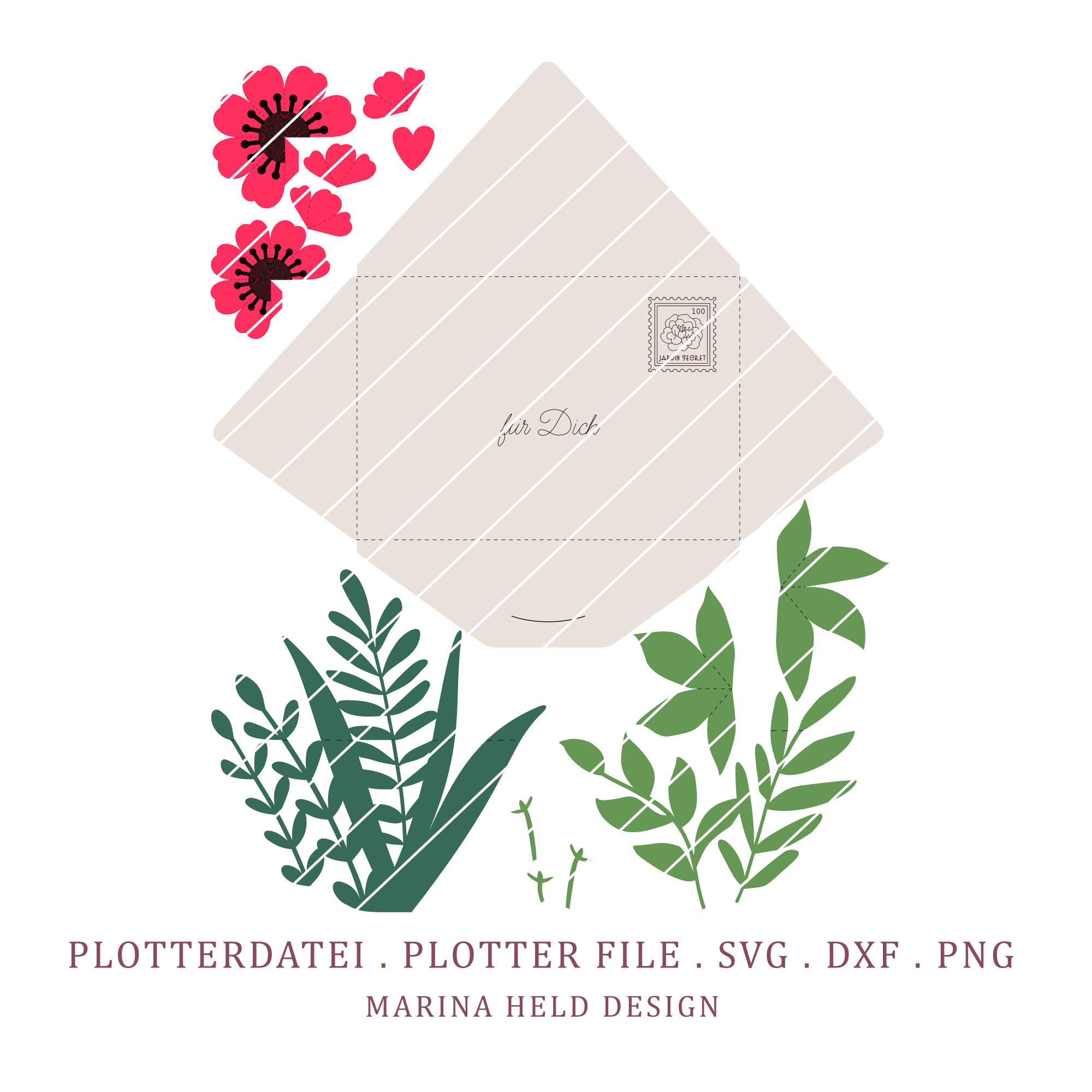 Plotterdatei Blumenpost Pop-Up Karte basteln - Sewando