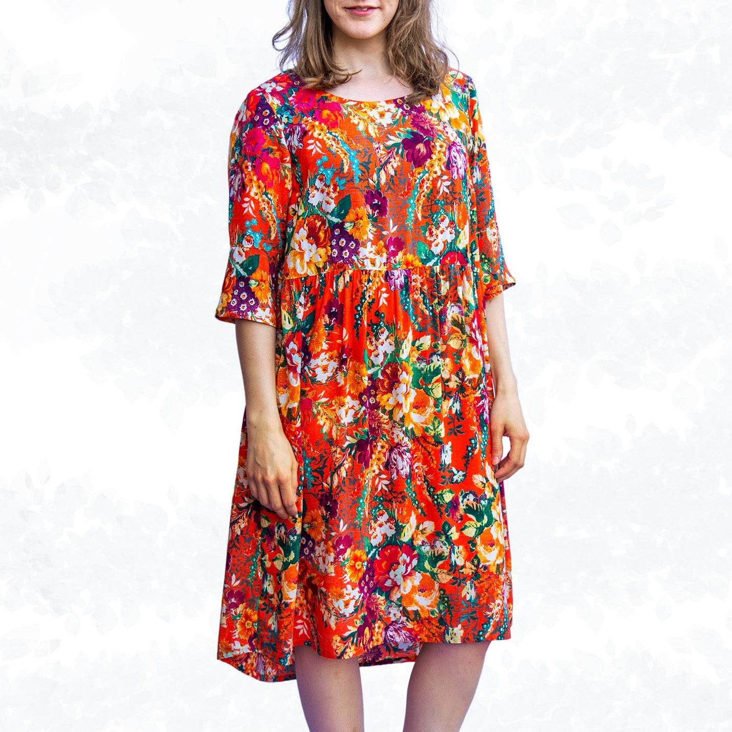Schnittmuster Marie – Boho Bluse & Kleid mit Saumrüsche Gr. 34-50 / BU 80-116 - Sewando