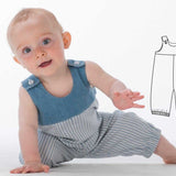 Baby Latzhosen Schnittmuster Digitaler Download Nähprojekt Bundle Drei Stilvarianten Wendeoverall Design Knopfträger Option Elastischer Saum Detail Sommer Babykleidung Größenbereich Neugeboren bis fünf Jahre Anfängerfreundliche Anleitung mit Foto