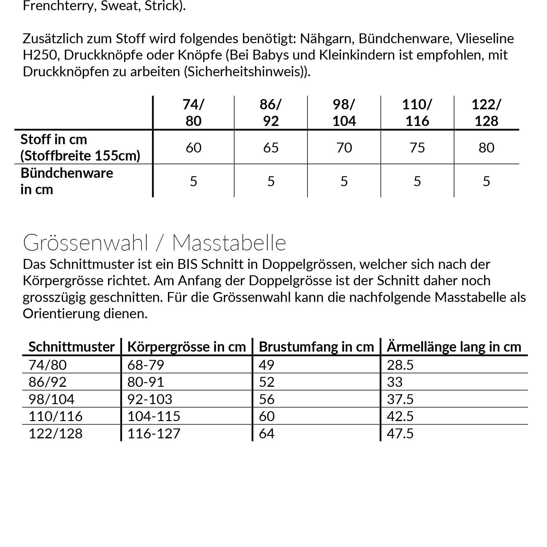 Rüscheli-Bolero, Schnittmuster Grösse 74-128 - Sewando