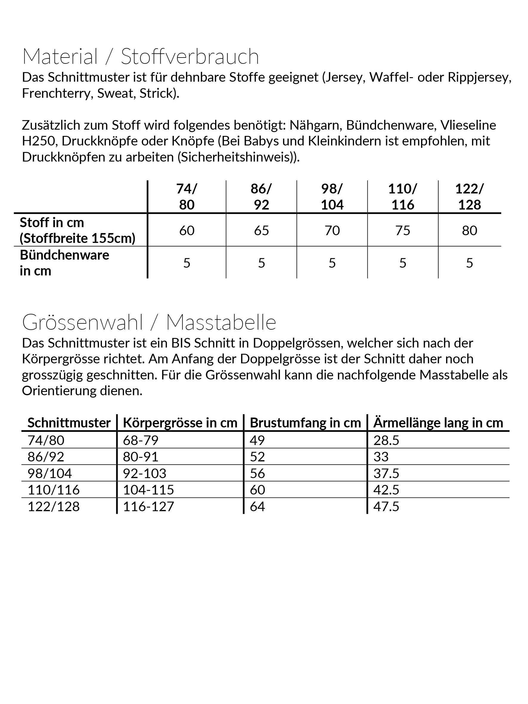 Rüscheli-Bolero, Schnittmuster Grösse 74-128 - Sewando