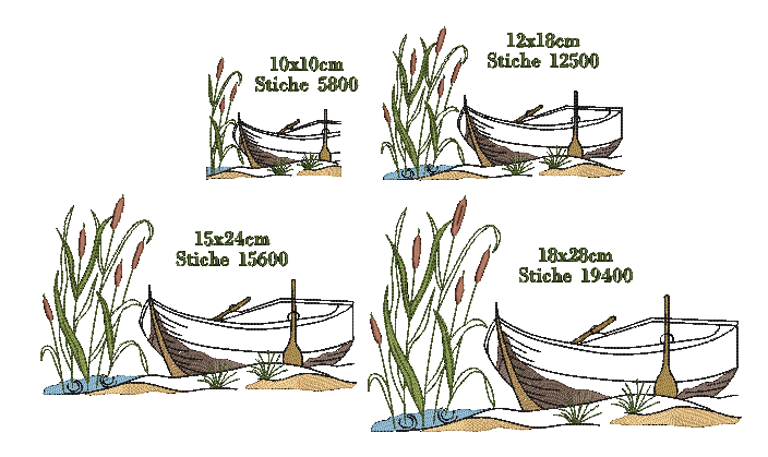 Stickdatei Boot im Schilf - Sewando