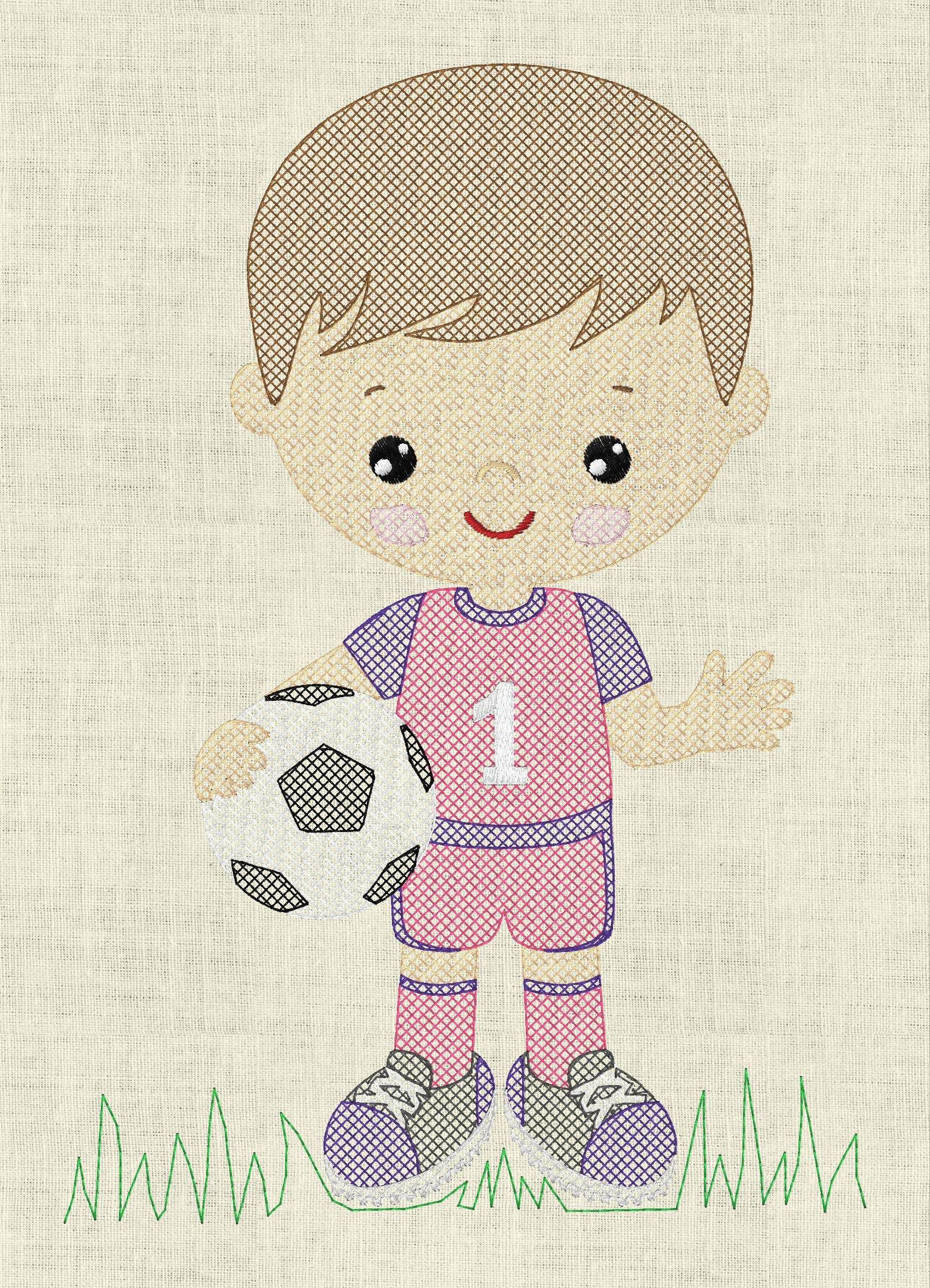Stickdatei Fußball Junge mit Ball Set 959 - Sewando