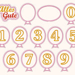 13x Stickdatei Ballons mit Zahlen ITH - Sewando