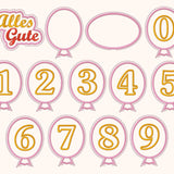 13x Stickdatei Ballons mit Zahlen ITH - Sewando