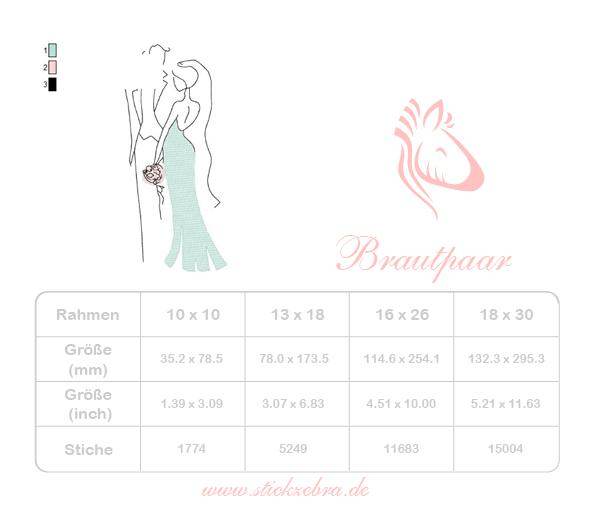 Brautpaar Stickdatei – Zartes Hochzeitsmotiv mit romantischer Umarmung - Sewando