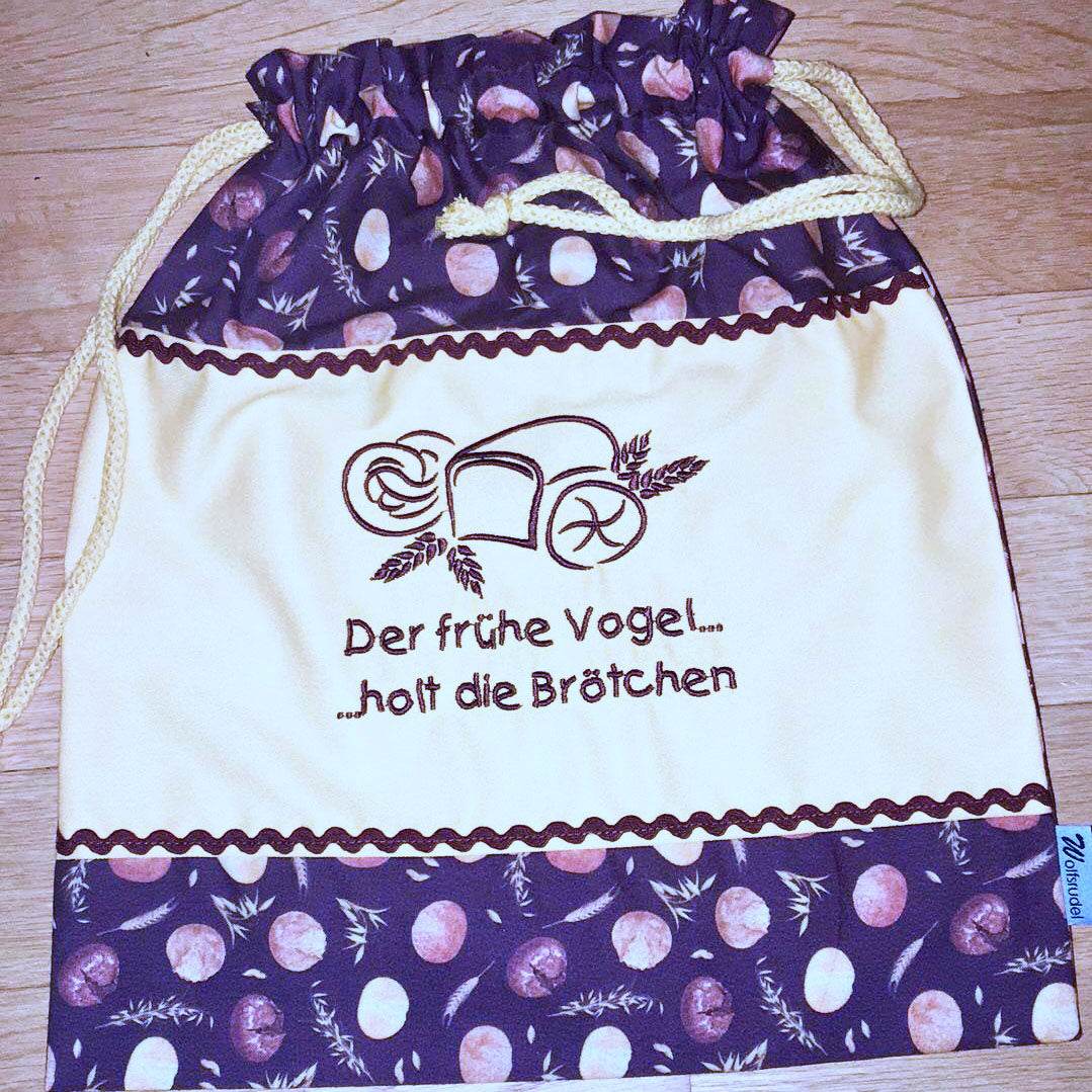 9x Stickdatei Brotzeit Satinstick Backwaren mit Text - Sewando