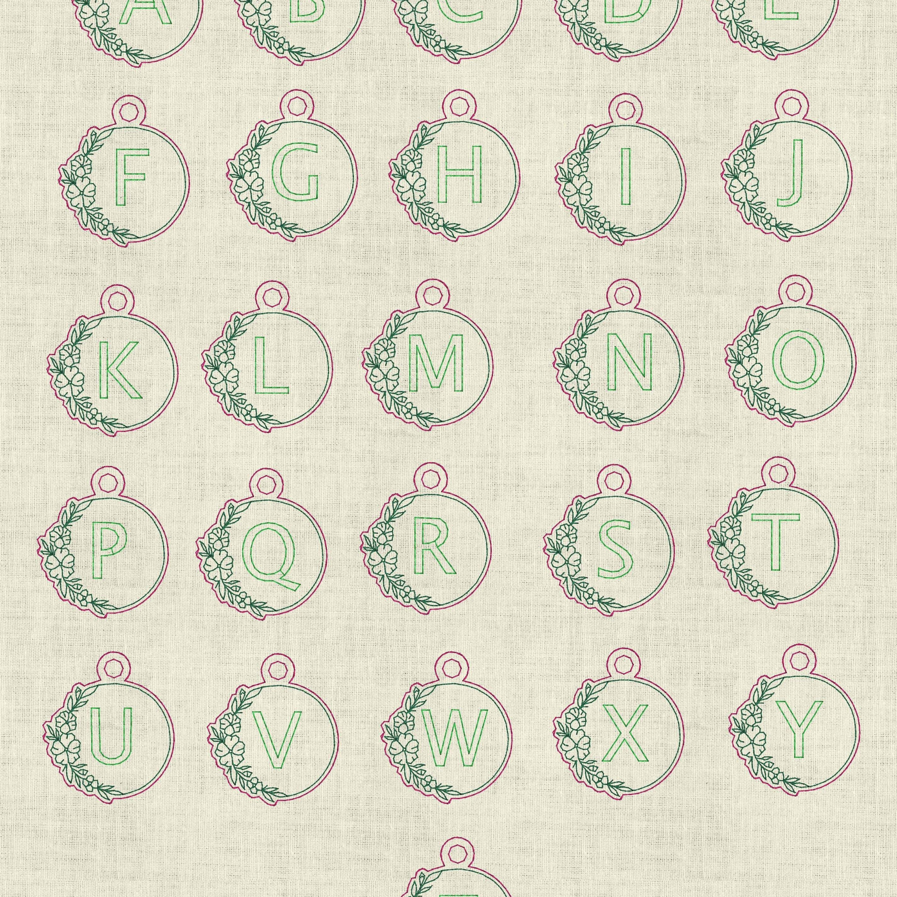 Stickdatei Schlüsselanhänger Buchstaben mit Blumen ABC Set 968 - Sewando