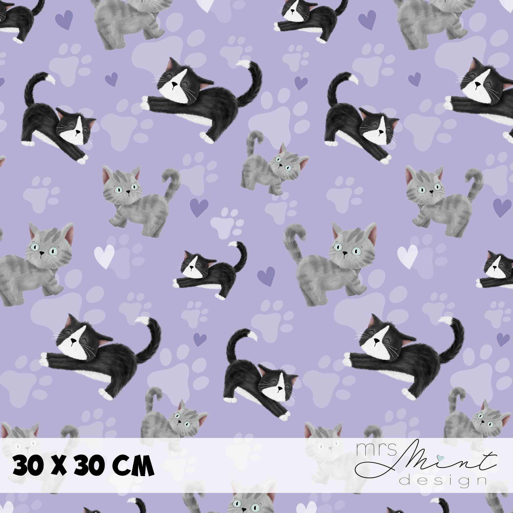 Stoffdesign - Büsi Bande - Katzen flieder - nicht exkusiv - Sewando