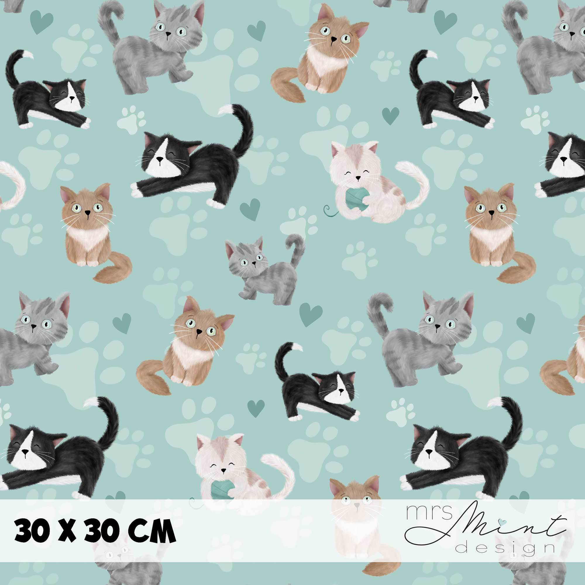 Stoffdesign - Büsi Bande - Katzen mint - nicht exkusiv - Sewando